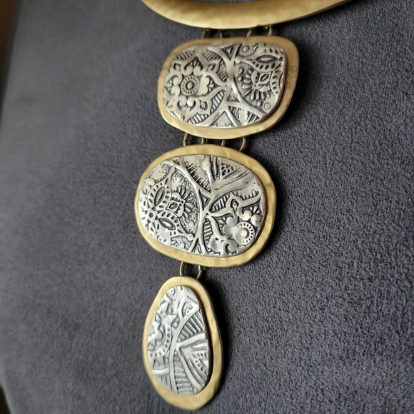 Chico's Gold & Silver Toned Statement Pendant Necklace - Artisan Style - Picture 2 of 8